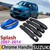 Black Carbon Fiber Door Handle Cover for Suzuki Splash 2007~2014 2009 2010 2011 2012 2013 Accessories Stickers Trim Set Chrome