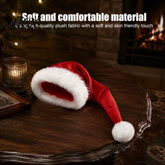 Funny Elf Hat for School Events Classic Christmas with Spire, Soft Plush Festive Red Cap, Santa Cap Holiday Parties One Size Decorative Costume