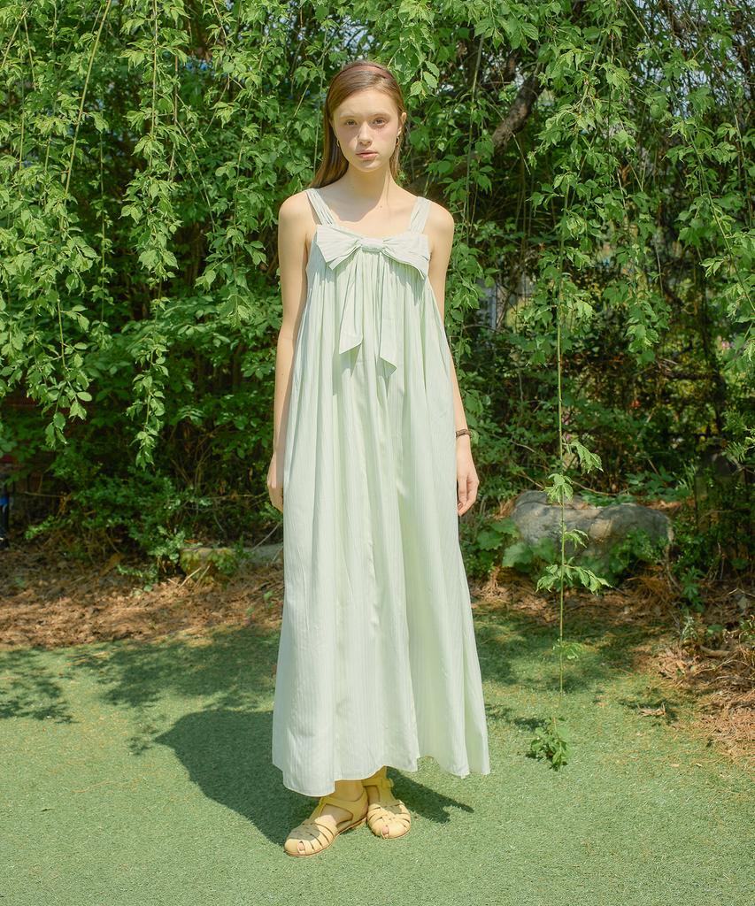 Salon De Yon Ribbon Point Sleeveless Long Dress_ Green