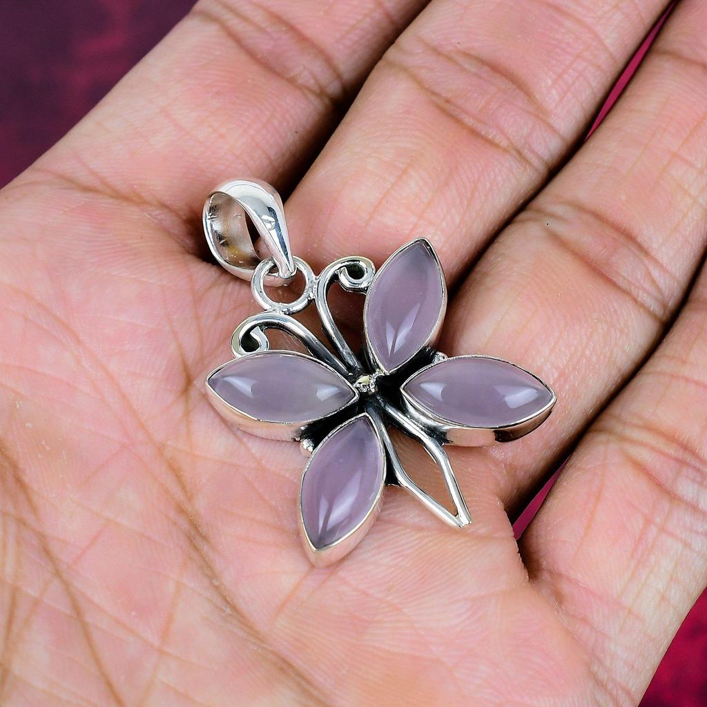 Rose Quartz Jewelry, 925 Solid Sterling Silver Pendant Handmade Gemstone Jewelry, Gifts For Wife Brand New Pendant