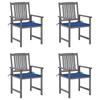 Chaises de jardin et coussins lot de 4  Bois acacia massif