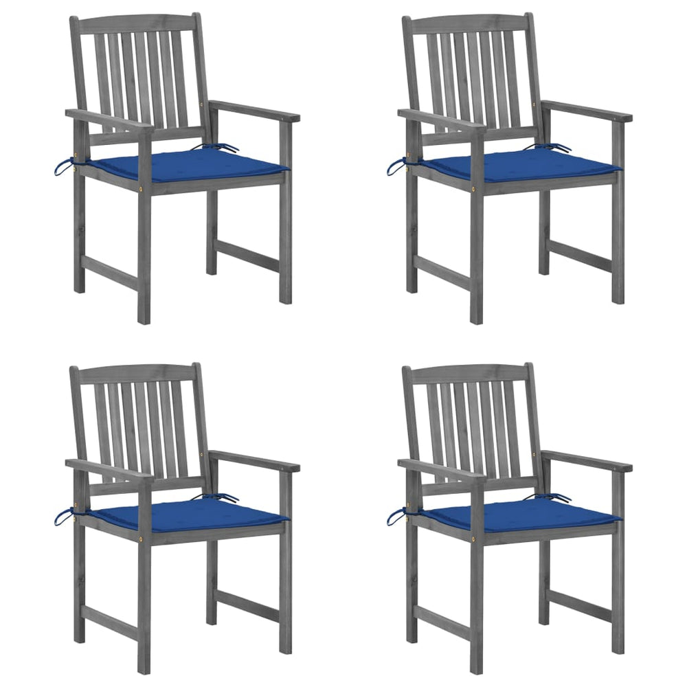 Chaises de jardin et coussins lot de 4  Bois acacia massif