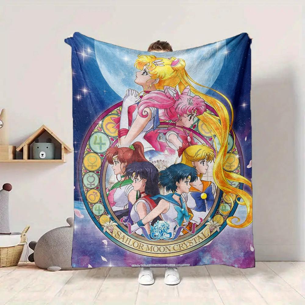 1Pc Sailor Moon Crystal Magic Flannel Blanket, Soft And Comfortable, Casual Warm, Camping Travel, Christmas, Halloween Xmas Gift L1500