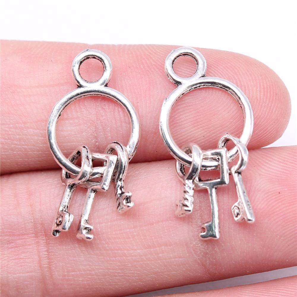 20pcs Key Charms Pendant Antique Silver Color Vintage Key Charm Pendants Jewelry Accessories DIY Retro Key Charms