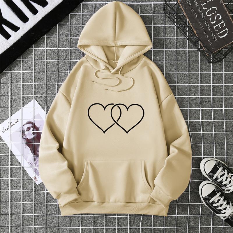 Winter Women's Hoodie High Street Unisex Style Double Pockets Sweatshirts Outerwear Plus-Size Women's Clothing