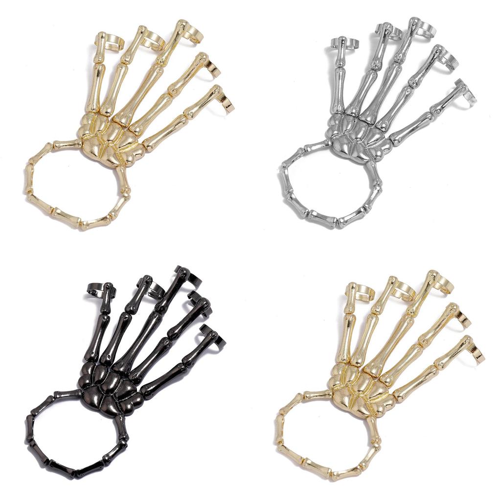 Hand Gothic Skeleton Bangle For Women With Electroplated Alloy Halloween Jewelry