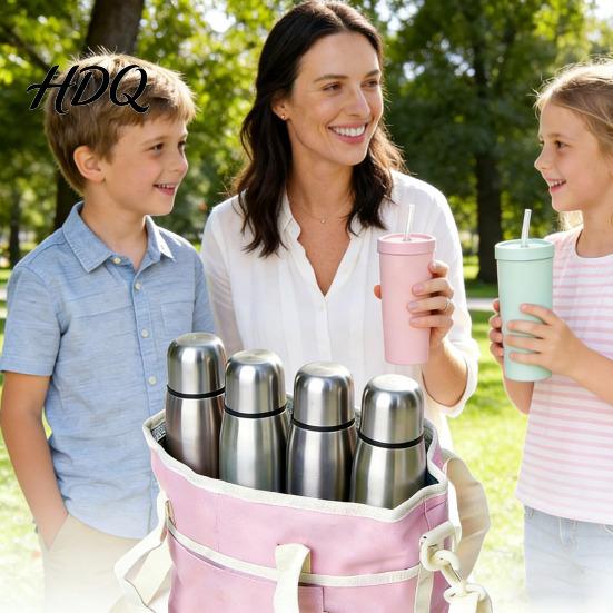 Insulated Drink Bag Carrier with Handle Strap Water Bottle Holder for Crossbody 4 Cups Detachable Divider Multi-Purpose Cooler Tote Picnic Travel