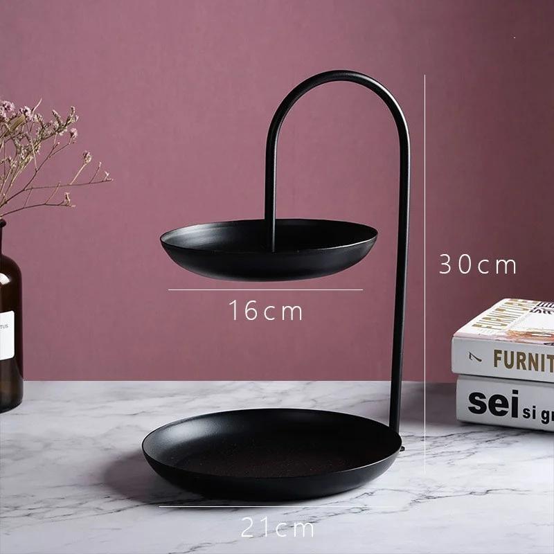 

Nordic Luxury Cake Fruit Plate Entrance Key Double-layer Removable Desktop Shelf Jewelry Snack Plate Shelf Decor A