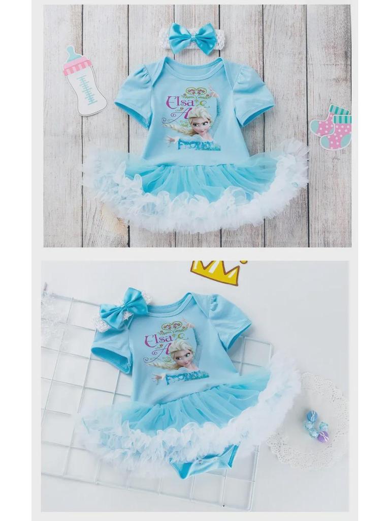 New Summer '02 Baby Frozen Two-Piece Dress: Short-Sleeved Top with Wings and Skirt