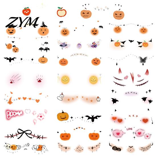 Scary Costume Accessories Halloween Face Temporary Tattoos, Realistic Waterproof Water Transfer Stickers, Skin-friendly Unique Decorations Breathable