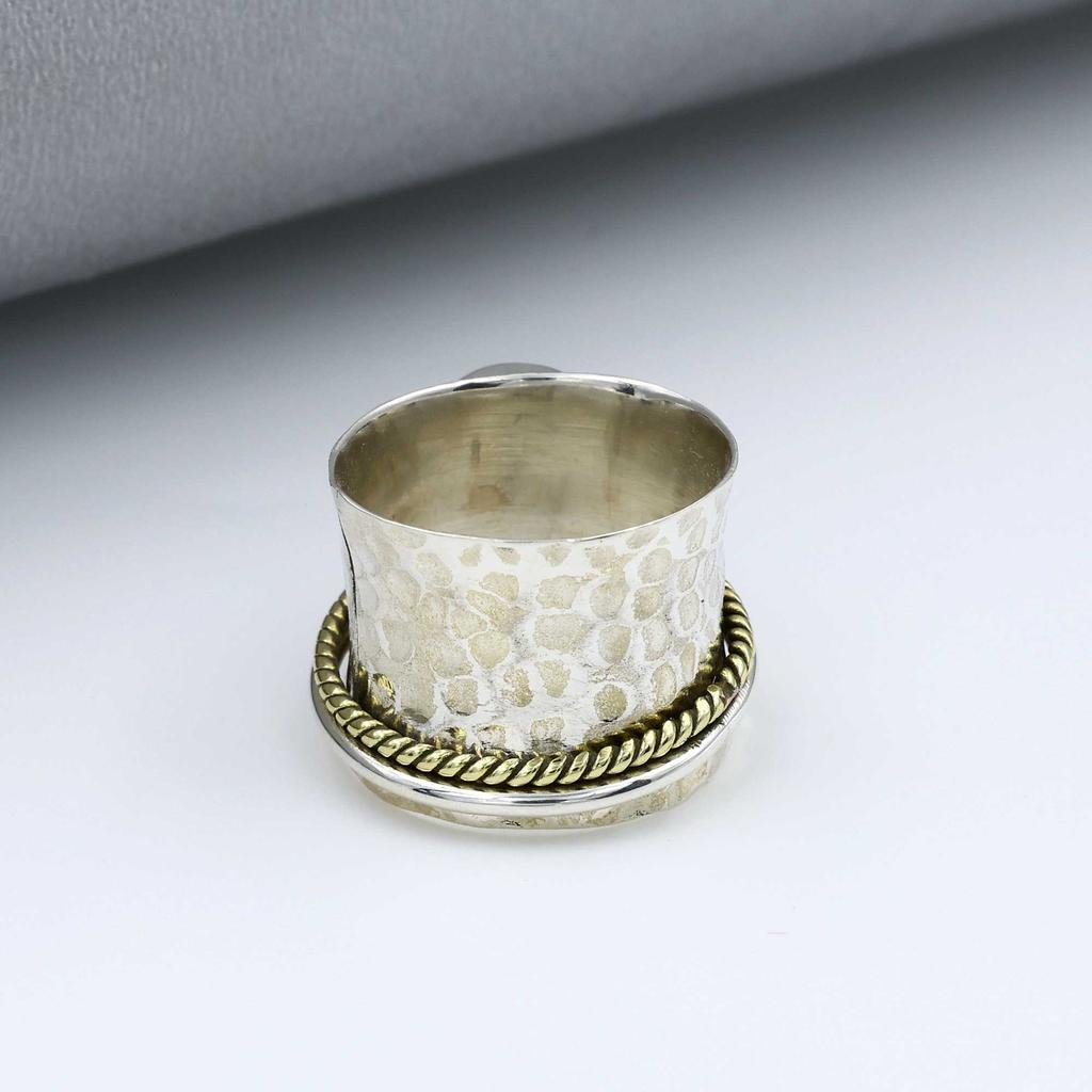 Citrine Gemstone Ring, Boho Designer Ring, Handmade Ring, Spinner Band Ring, Fashion Jewelry, Unisex Ring