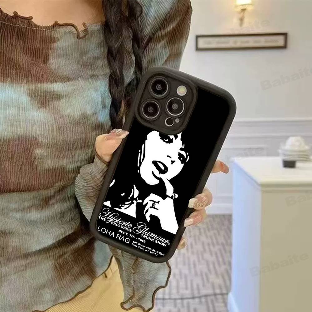

H-Hysteric G-Glamour Girl For IPhone 17 Pro Max 16 15 14 13 12 11 Plus Black Soft Phone Cover iPhone 17
