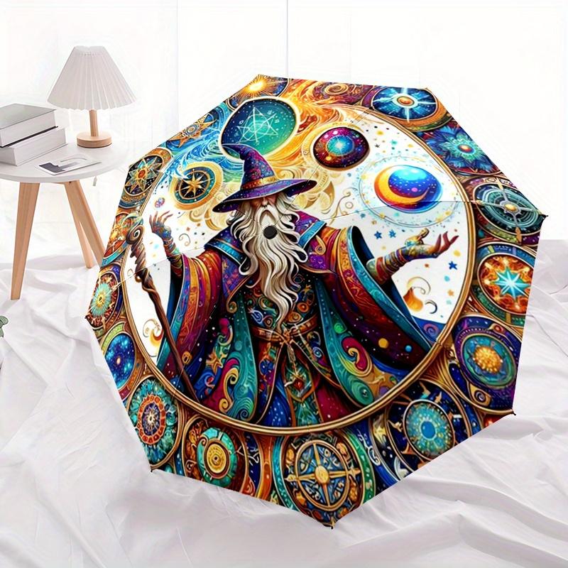 Magic Wizard'S Automatic Folding Umbrella Compact Lightweight For Outdoor Adventurest156