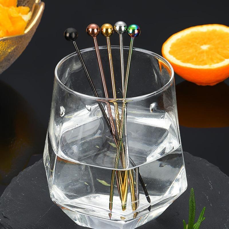 Wine Needle Cocktail Picks Stick Stainless Steel Fruit Picks Reusable Metal Cocktail Skewers Olives Appetizers Tools