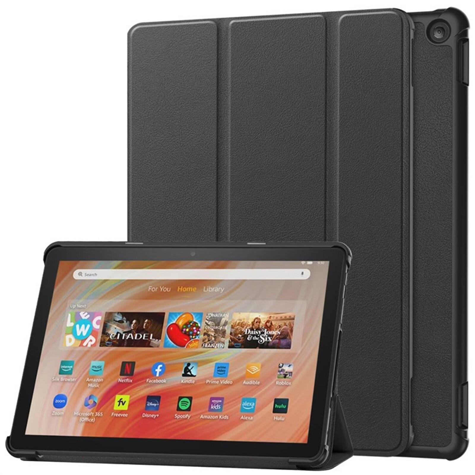 

Чехол для планшета Fire HD 10(Только Fit 13-го поколения, выпуск 2023 г.), Чехол-книжка для ПК из искусственной кожи с тремя отделениями, прозрачная задняя крышка с функцией автоматического пробуждения/сна. One Size чёрный