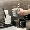 Creativity Circle Gargle Cup Ceramics Toothbrush Holder Minimalist Couple's Cup Home Bathroom Supplies Bathroom Accessories Gift