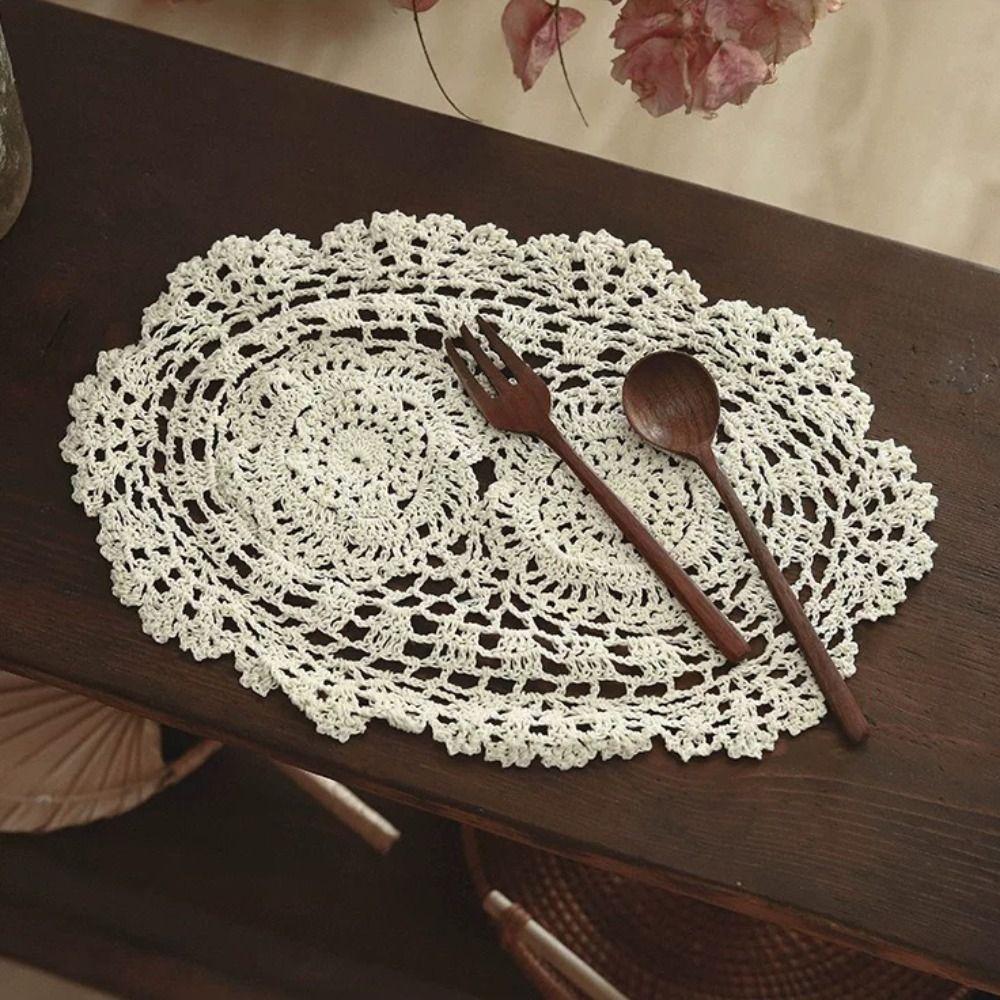 Round Oval Crochet Placemats Crochet Cotton Handmade Doilies New Table Mats