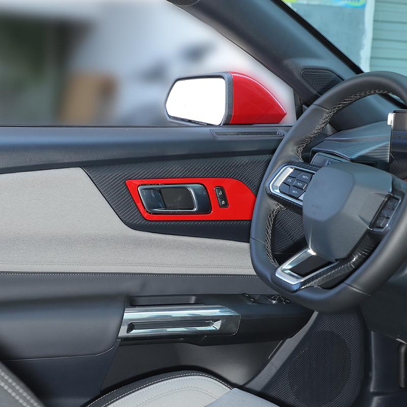  ABS Interior Door Handle Decorative Frame Decoration Cover Sticker Fit For Ford Mustang 2015 Up Interior Accessories