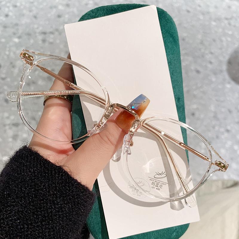 Glasses Female Eyeglass Frame Anti Spectacle Ray Leopard Minus Stylish Super Diopter Myopia Small Round Ladies Spectacle Blue Light Eyewear TR90