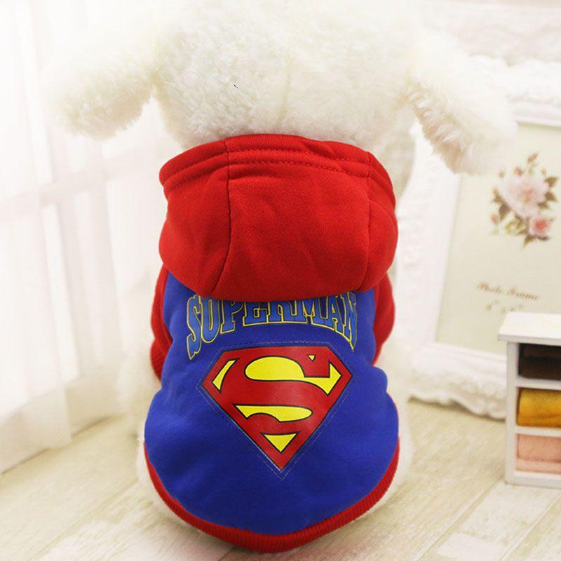 Gemütliche Superman Hundekleidung Kleiner Haustier Hoodie Mantel für Winterschutz und Stil