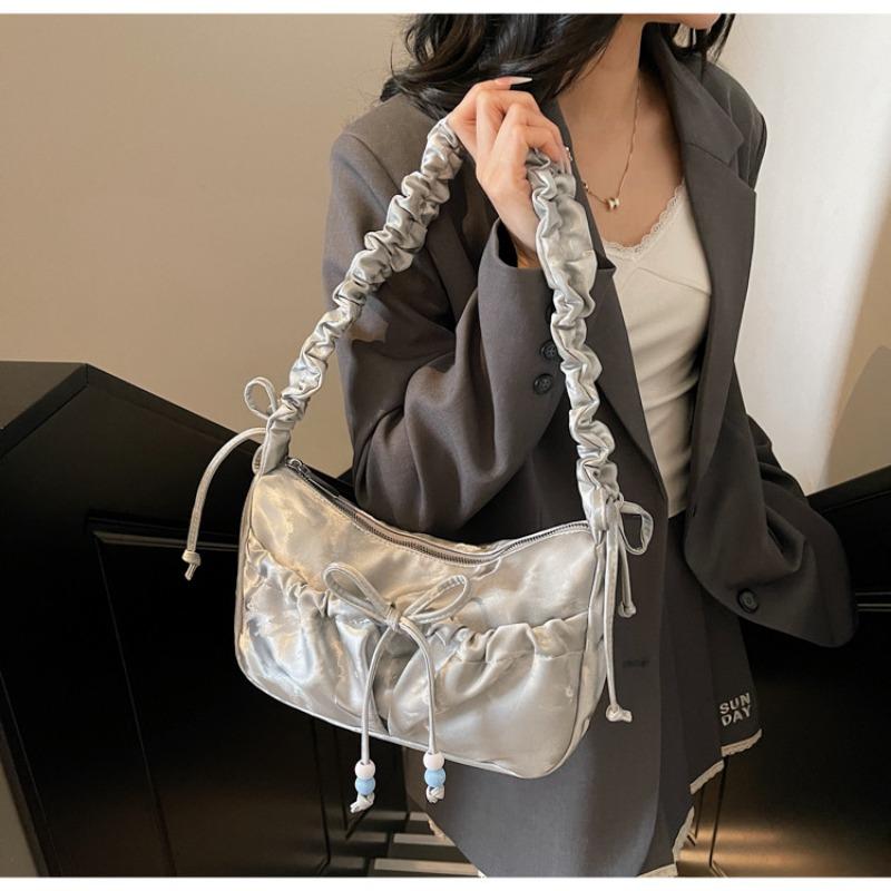 Popular bag new summer high-end pleated shoulder bag summer versatile messenger dumpling bag women's bag