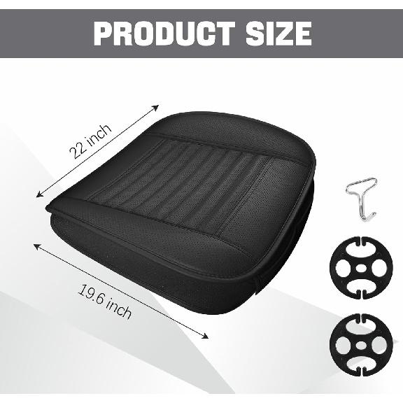 Wuyaoyao Car Seat Bottom Cover, Anti-Slip Leather Car Front Seat Cushion Pad, Full Wrap Bottom Auto Seat Protector with Pocket, Universal Front Seat