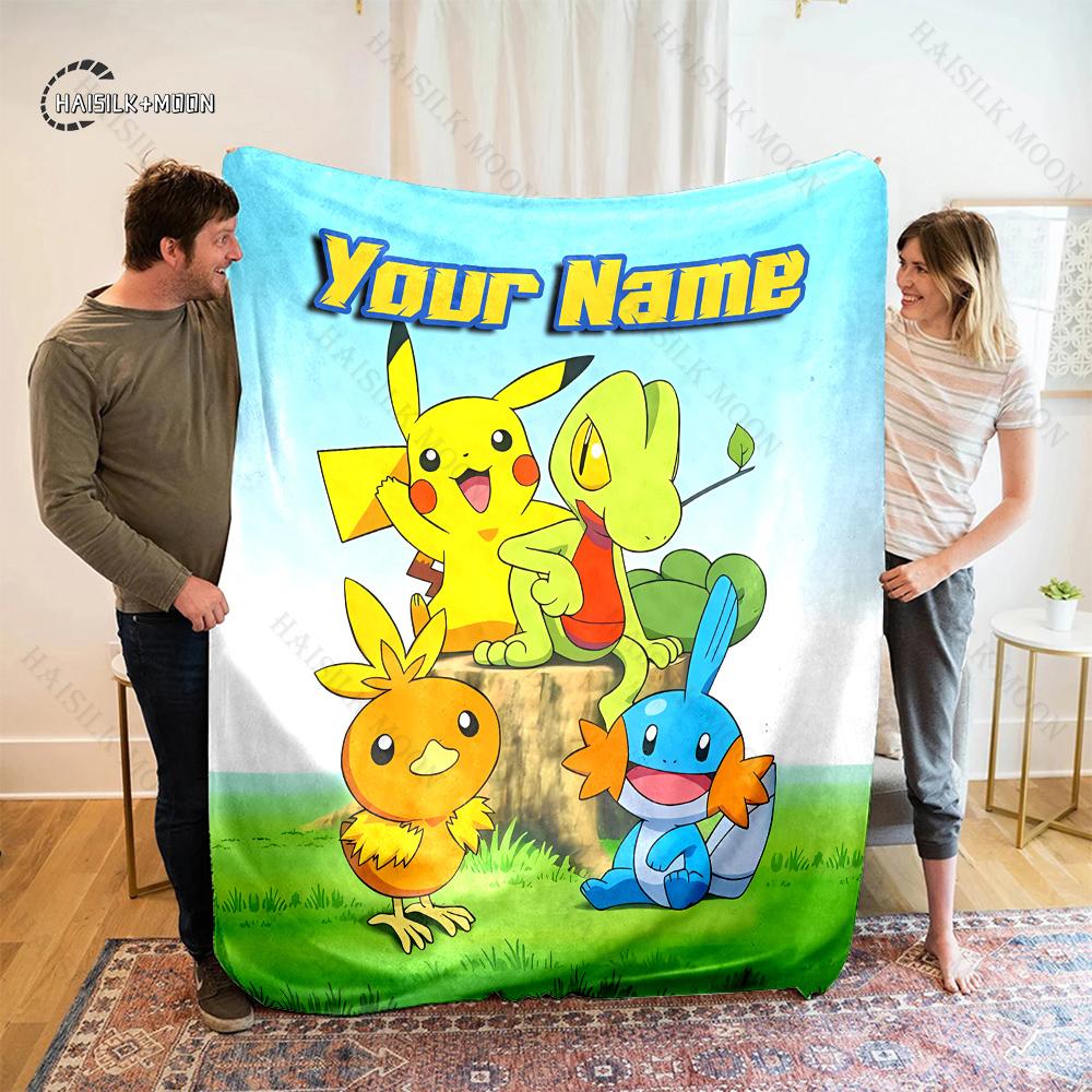 

Free Shipping P-Pikachu C-charizard Print Blanket, for Bedroom Living Room Bed Sofa Office Nap Travel Camping Holiday Great Gift 75x90cm(30x35in)