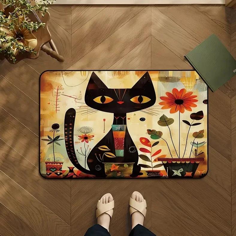 Cartoon Four Kittens Welcome Home Floor Mat Super Cute and Warm Cartoon Cat Floor Mat Suitable for Decorating Living Rooms And