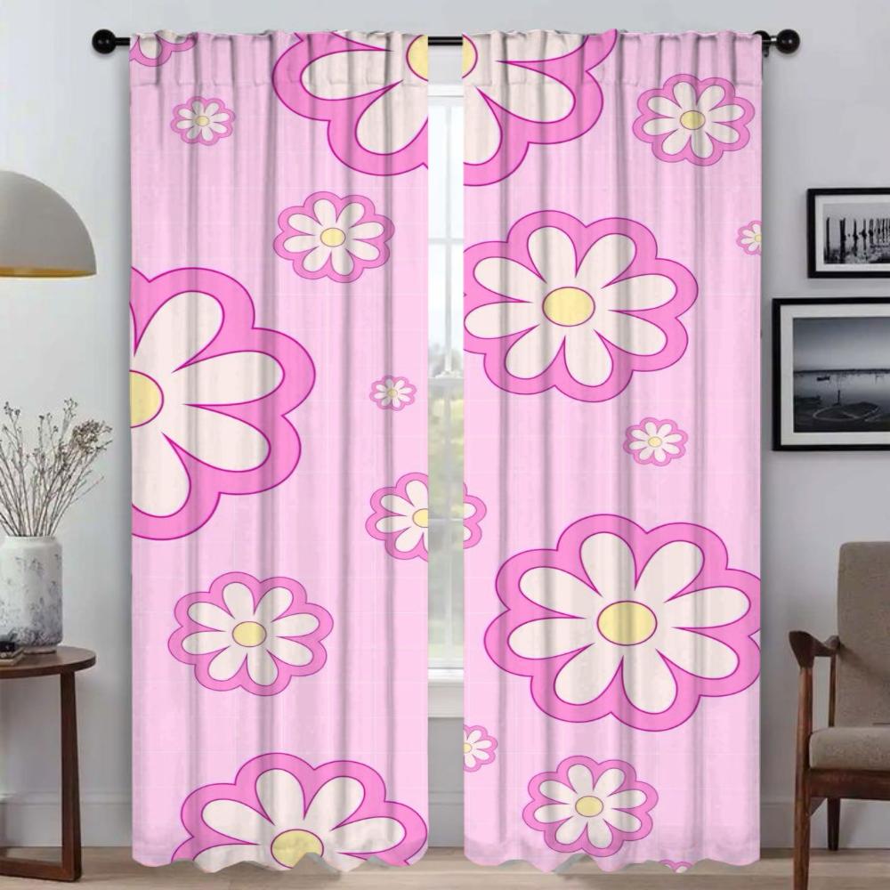 Tiul do Sypialni Urocze Kwiaty Moskitiera Zasłony do Osłon Kamerowych Zasłony Zaciemniające 2 Sztuki Kurtyna Dzieląca do Salonu