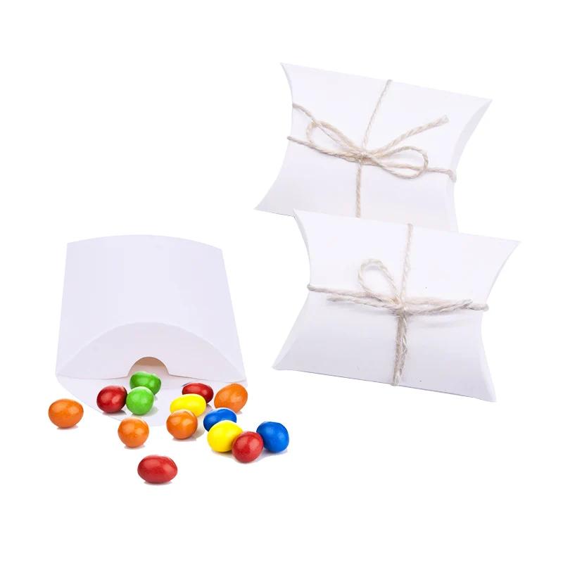 New 10/20/30Pcs Pillow Candy Box Kraft Paper Christmas Gift Packaging Boxes Candy Bags Wedding Favors Birthday Party Decorations
