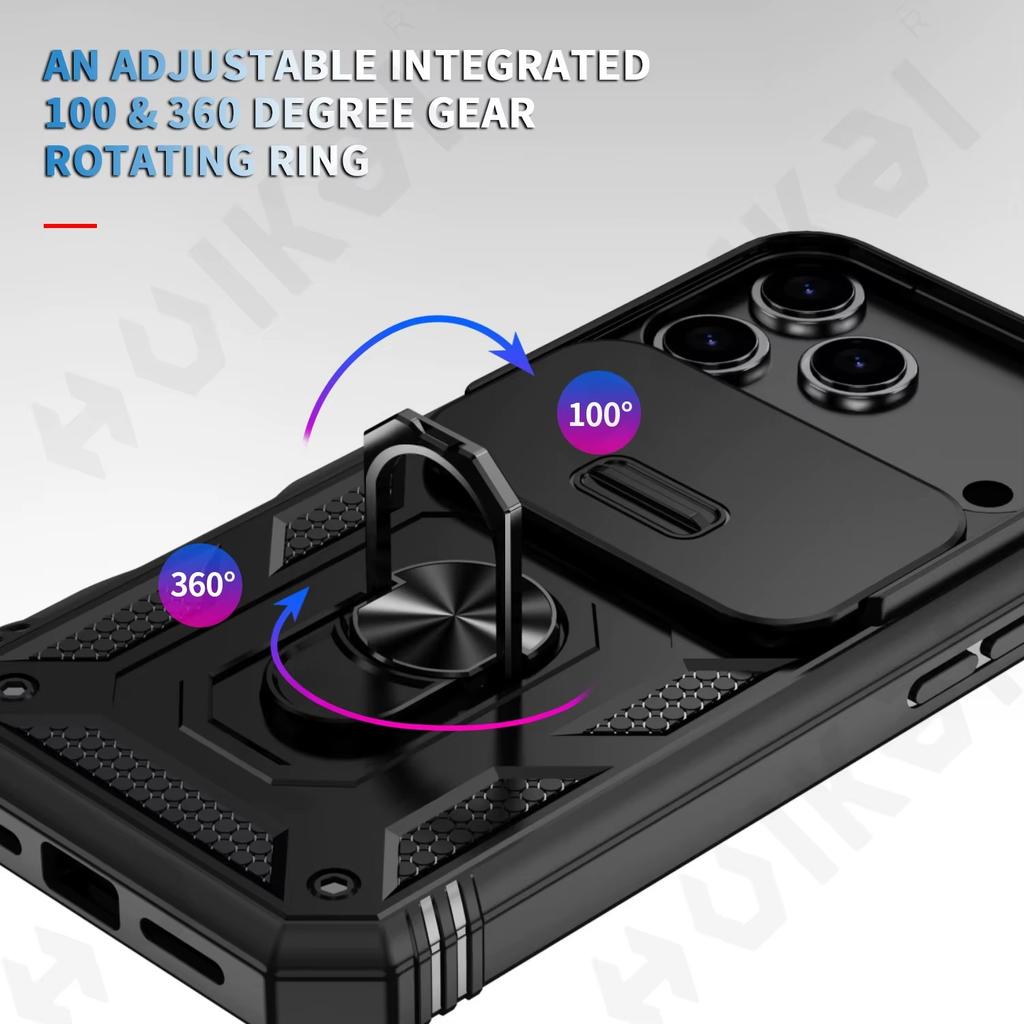 Ring Holder Cameara Protective Phone Case for Apple iPhone 17 Air 16 15 14 13 12 11 Pro Max XS XR Plus with Bumper Cover