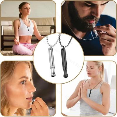 2025 New Necklace Meditation Breathing Stainless Steel Whistle Pendant Anxiety Relief Decompression Necklace Jewelry Accessories