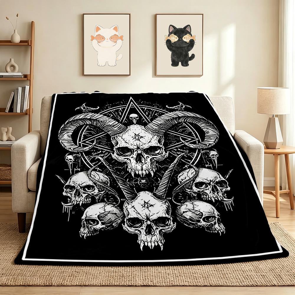 Skull Ritual Flannel Blanket Throw Blanket Soft Warm Sofa Bed Camping Home Decor Unique Christmas Gift C926207
