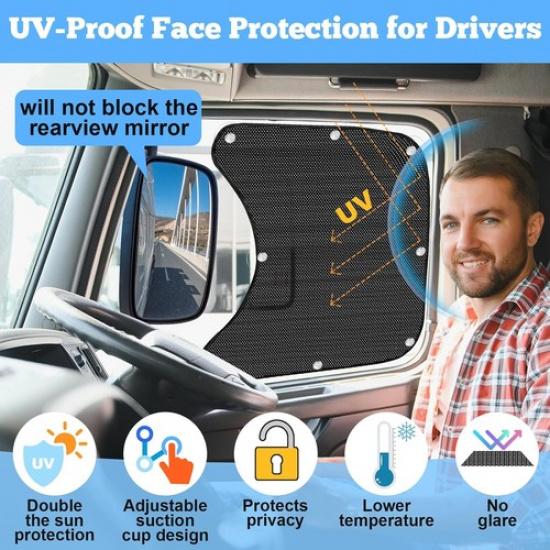 Fit Kenworth T680 Semi-Truck Volvo VNL Side Window Privacy Anti UV Sun Shade New