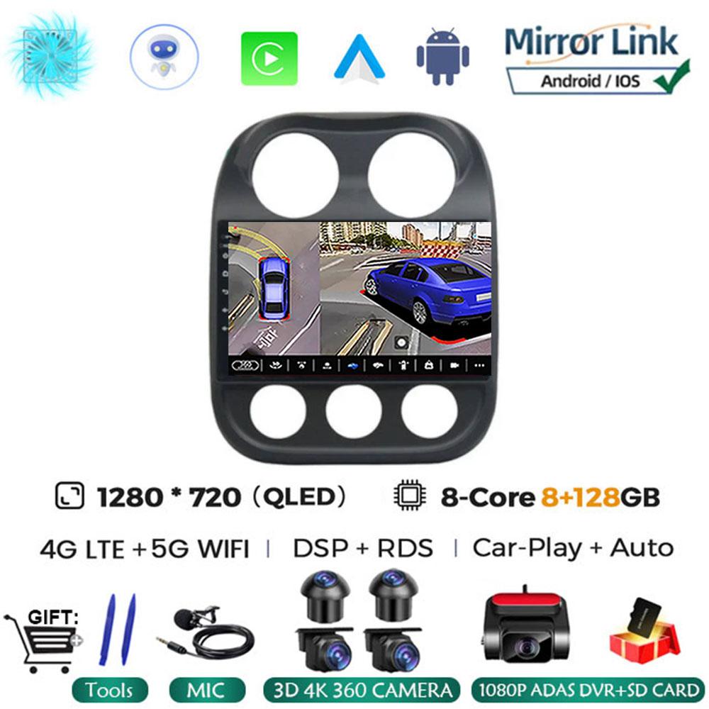 Android14 Car Radio For Jeep Compass Patriot 2010 - 2016 Autoradio Stereo 2 Din Player GPS Navigation Carplay DSP OBD CD Player