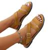 European and American foreign trade large size flat sandals women's 2025 new one-word buckle strap versatile open-toed fish mouth Roman sandals