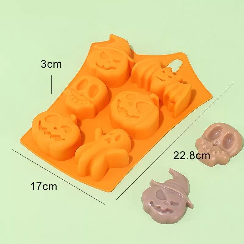 Halloween Scary Pumpkin Silicone Mold Ghost Hat Skull Ice Cube Chocolate Food Baking Tray Mold Cookie Biscuit Cake Baking Mold