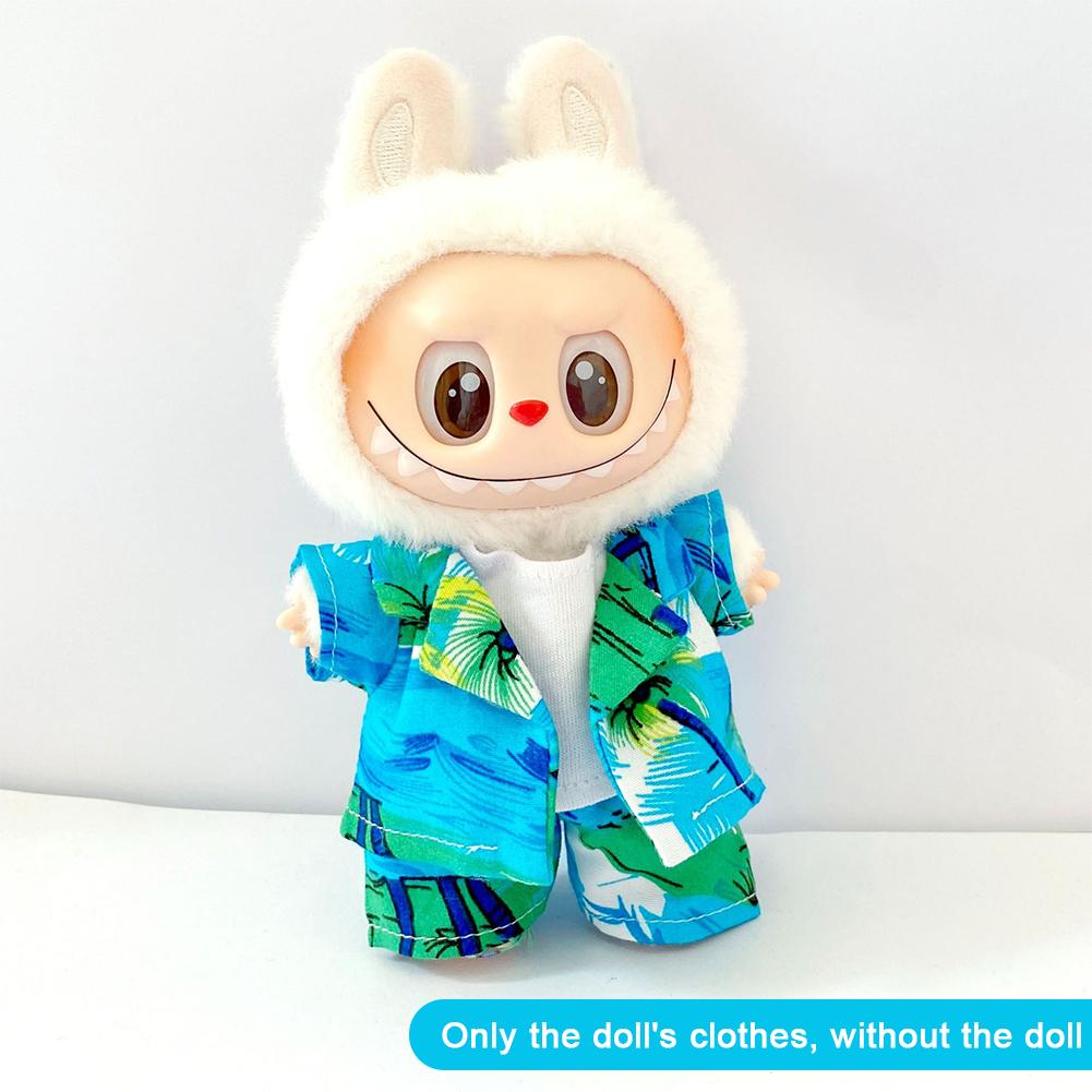 For 17cm Labubu Doll Clothes Fashion Clothes Shirts Dresses Doll Clothes Color Match Shorts Dolls Accessories Cute Decoration Little Clothes