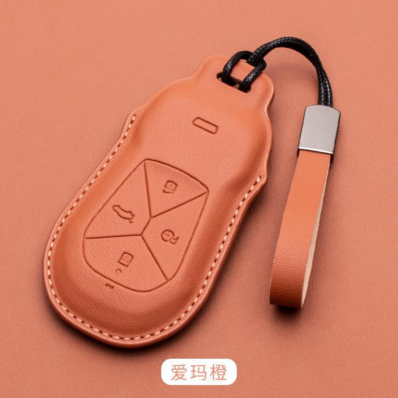 For Xpeng P7 P5 G6 G9 G3i Car Key Case Cover Shell Fob Protector Nappa Leather Protective Keychain Cover Interior Accessories