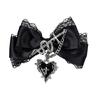 Fermaglio per capelli con design a catena a forma di cuore e fiocco, Barretta in pizzo punk per donna/ragazza, per abbigliamento casual e formale, Accessorio per capelli anime, 2 Pezzi