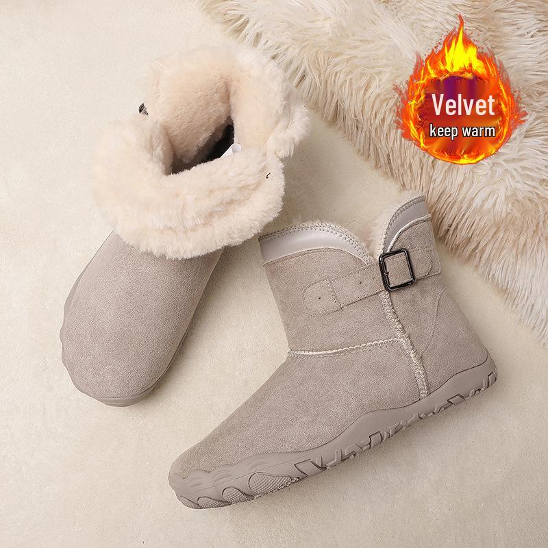 Unisex Fünf-Finger Baumwoll-Winterstiefel 2026 - Samtgefüttert, Warm, Abriebfest, Verdickte Schneestiefel