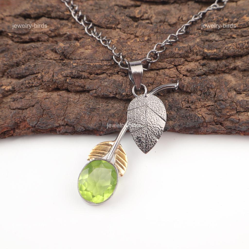 Heart Chakra Peridot Stone 925 Silver Anniversary Daughter Gift Artisan Pendant PP-55-12