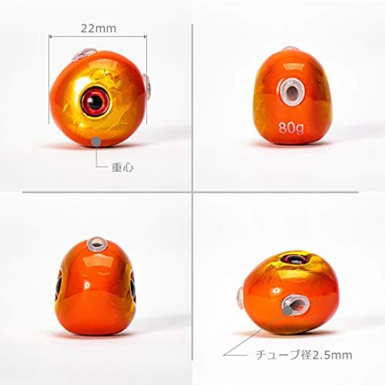 Set of 3 Tairaba Tungsten Sea Bream Rubber Orange Gold Tungsten Head Gold Holo Color Eyeball Color Tairaba Head High Purity Comes with Protective Tube
