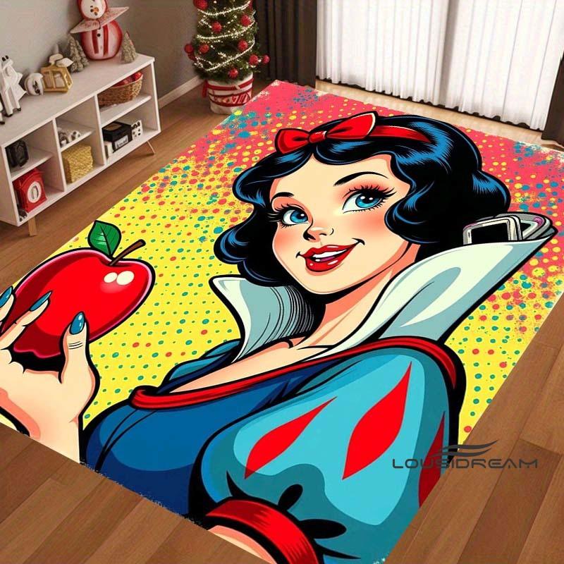 

3D printed Snow White cartoon fairytale rug, suitable for bedrooms, living rooms, sofas, home doormats, and large-sized non-slip 60x90cm