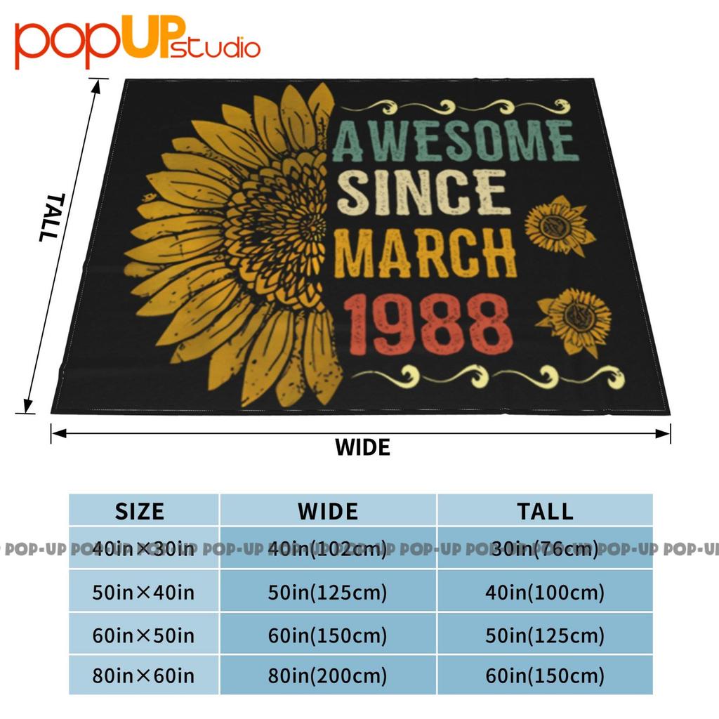 Awesome March 1988 Flower 33 Years Old 33Rd Bday Ultra-Soft Blanket Quilt Winter Sofa Cover Bed Covers