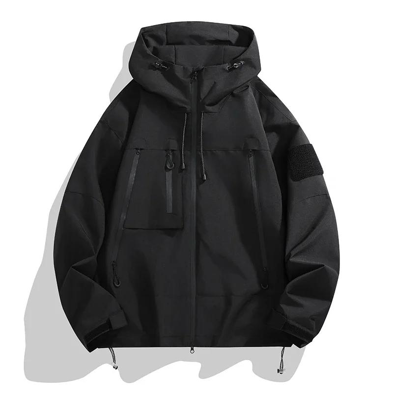 Spring Autumn Waterproof Jacket Men's Casual Fashion Multi-Pocket Windbreaker Women's Loose Coat Outdoor Fishing Sportswear
