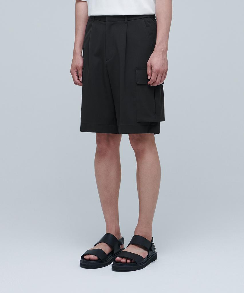 MUSINSA STANDARD Wide Banding Cargo Half Slacks [Dark Gray]