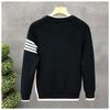 Round Neck Contrasting Trend Sweater Warm Men's Versatile and Handsome Pullover Base Knitted Sweater