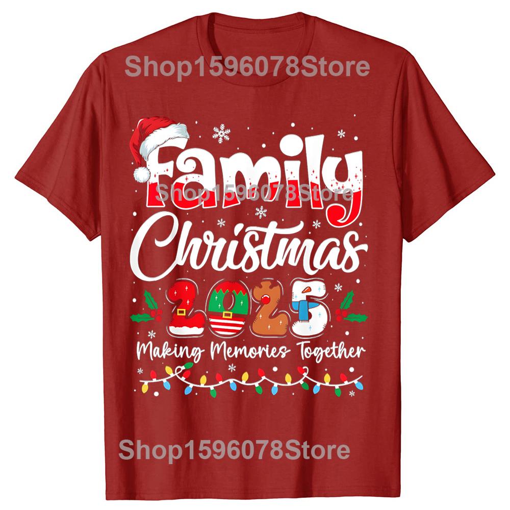 Family Christmas 2025 Matching Xmas Squad Santa T-shirts Men Women's Fashion Casual Tshirt 100% Cotton Loose Oversized