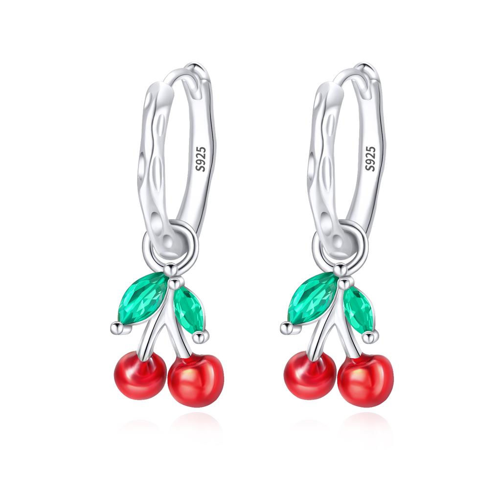 Oryginalne kolczyki z miedzi sterlingowej 925 z czerwonym jabłkiem dla kobiet 2025 Cyrkoniowe kolczyki sztyfty Błyszczące kolczyki koła Pave Prezent na rocznicę z cyrkonią